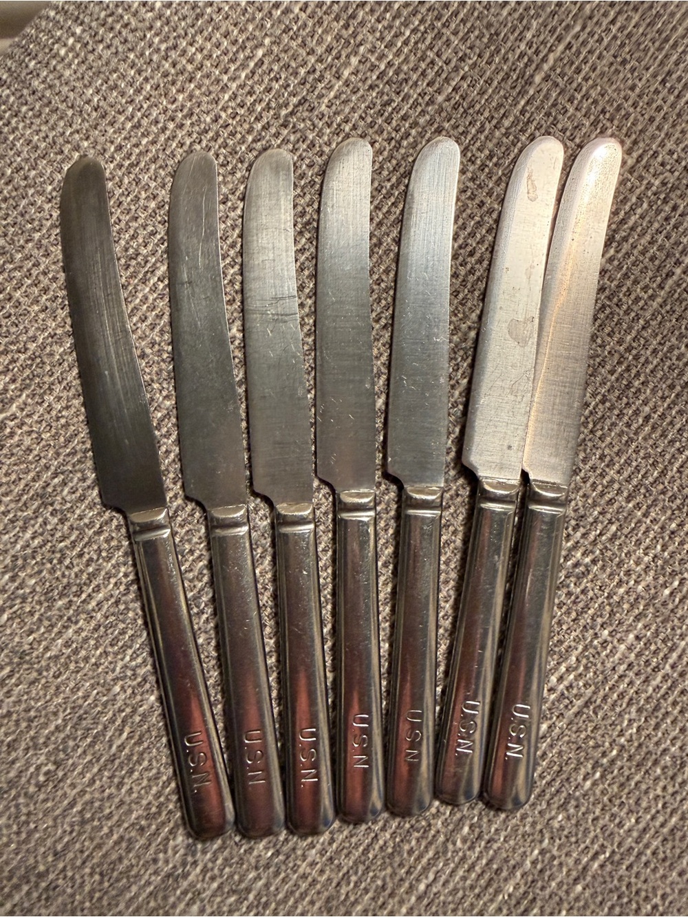 U. S. N. Vintage WWII Butter Knife Set - Silver